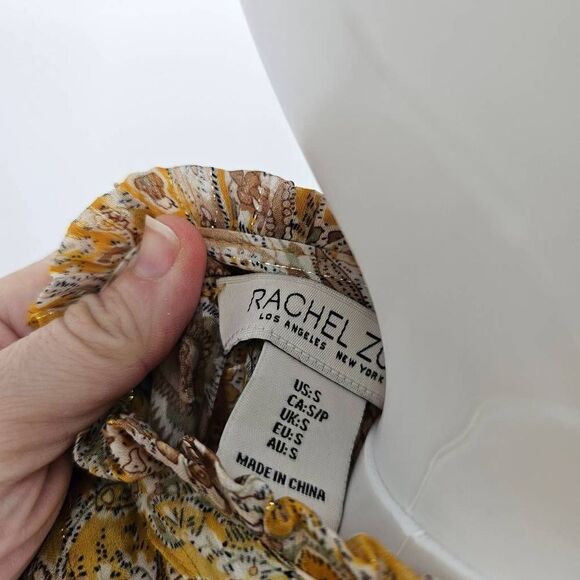 Rachel Zoe Paisley Shirred Metallic Blouse S - Picture 3 of 4